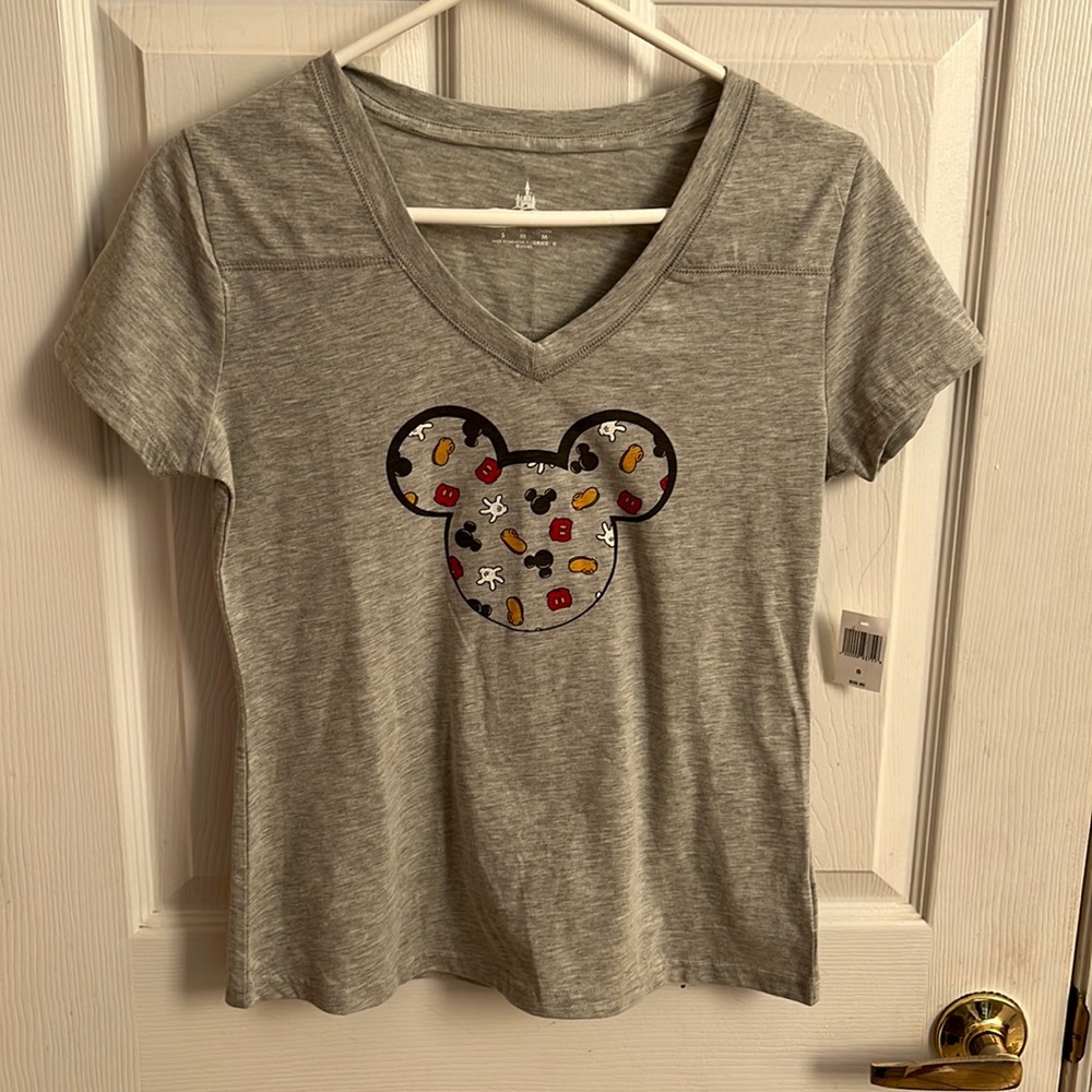 Disney Parks authentic NWT gray short sleeve tee t-shirt  small Mickey Mouse.